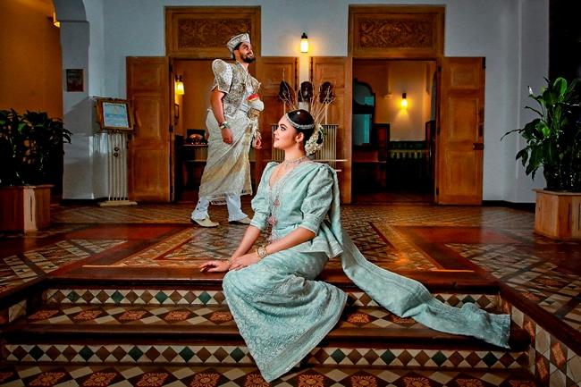 Traditional Kandyan Bride and Groom in Heritage Attire